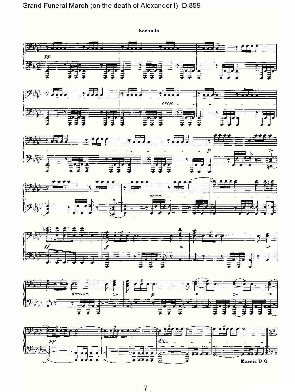 豪华葬礼进行曲（为亚历山大一世的逝世而作)D.85）钢琴曲谱（图7）