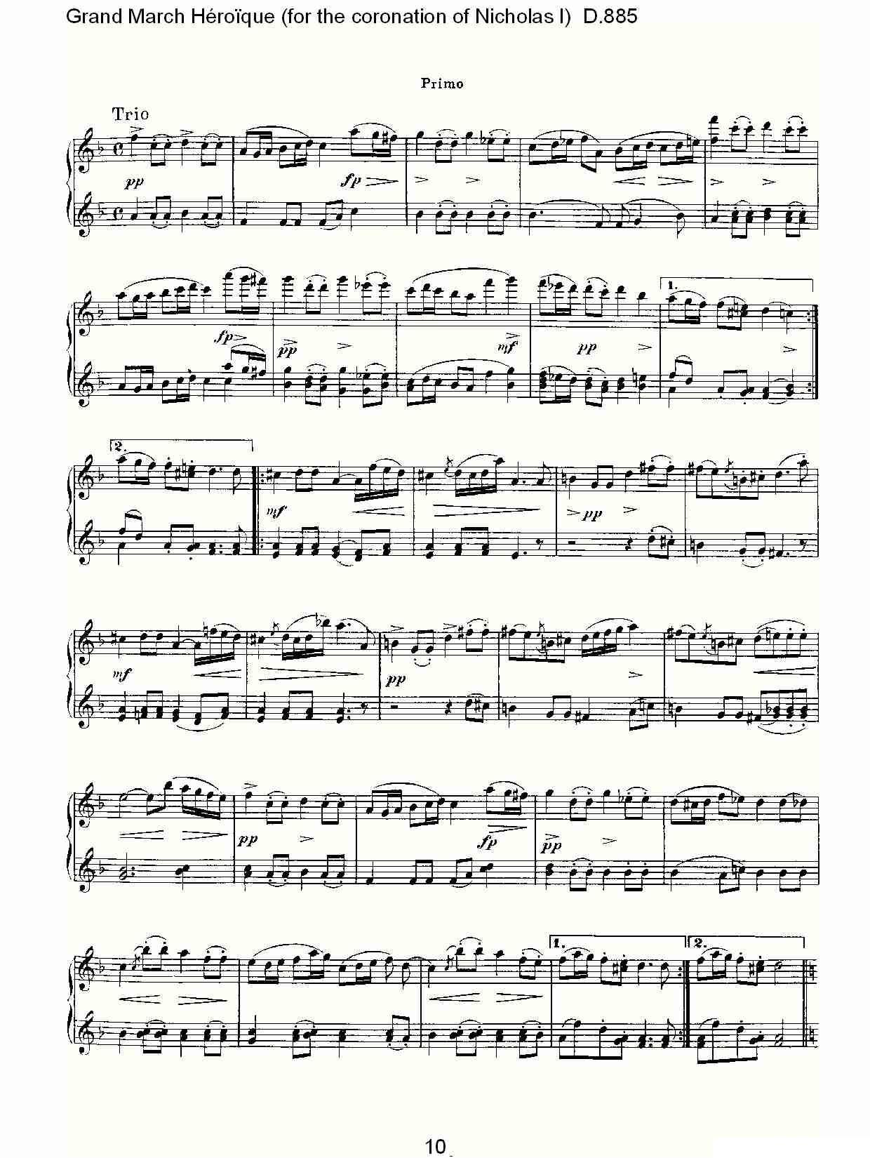 豪华进行曲（为尼古拉斯一世加冕礼而作)D.88）钢琴曲谱（图10）