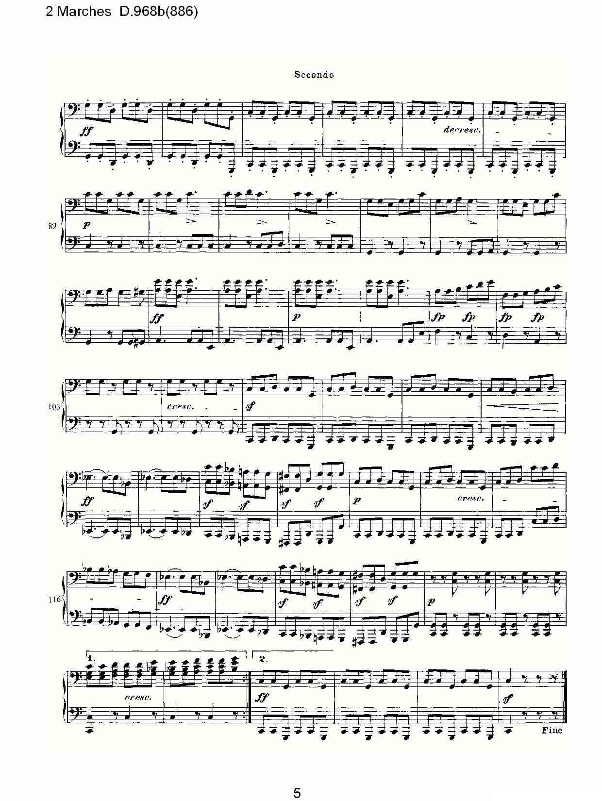 2 Marches D.968b（886 [2进行曲 D.968]）钢琴曲谱（图5）