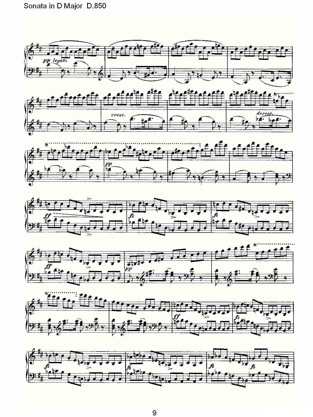 Sonata in D Major D.850（D大调奏鸣曲 D.850）钢琴曲谱（图9）