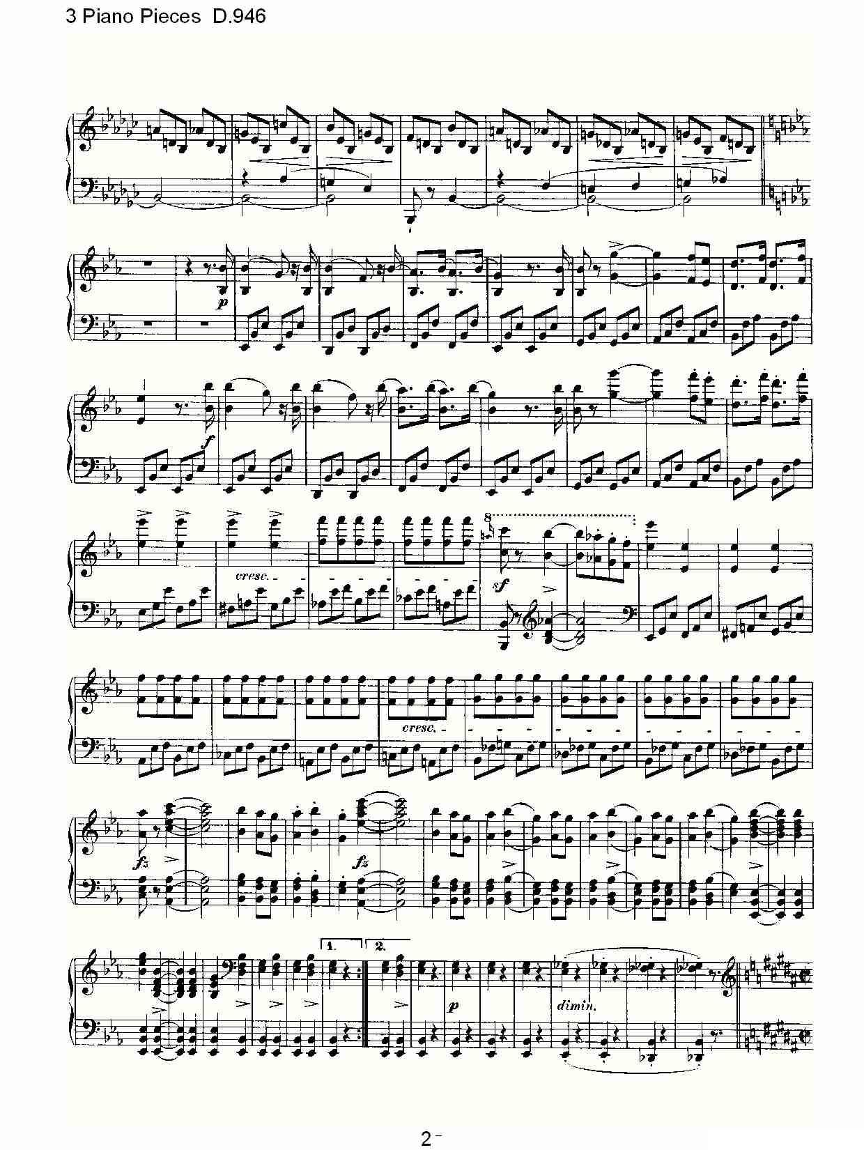 3 Piano Pieces D.946（钢琴三联奏D.946）钢琴曲谱（图2）
