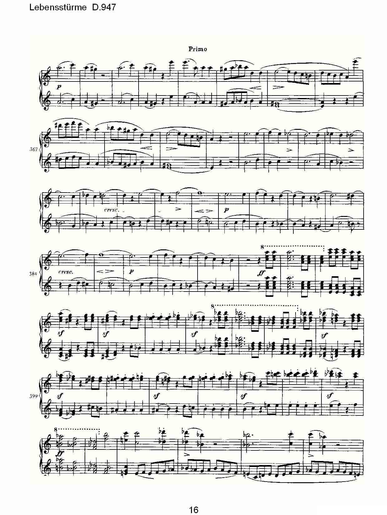 Lebensstürme D.947钢琴曲谱（图16）