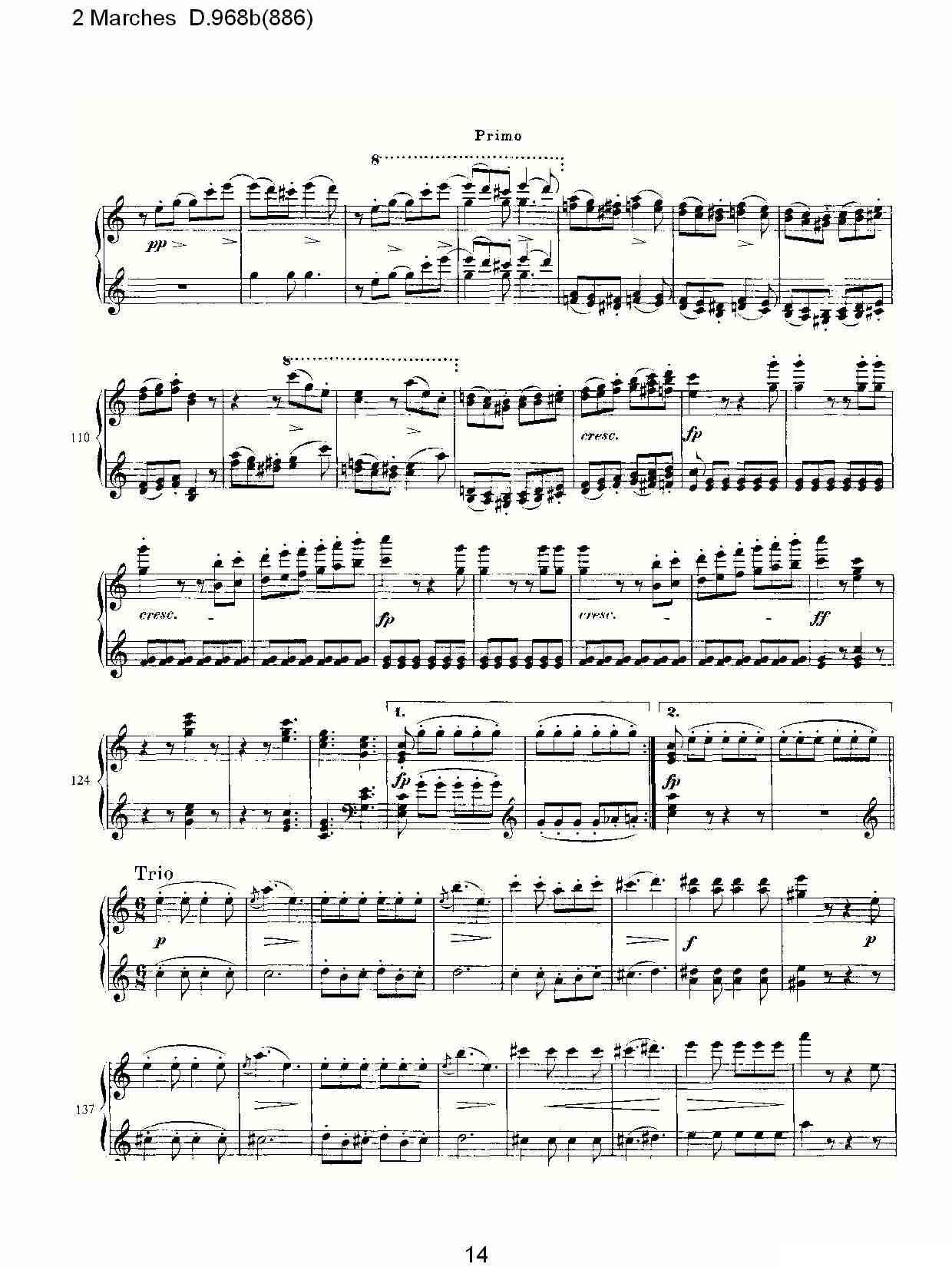 2 Marches D.968b（886 [2进行曲 D.968]）钢琴曲谱（图14）