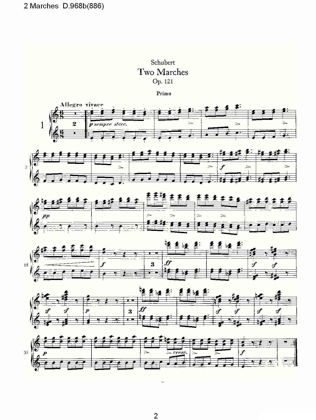 2 Marches D.968b（886 [2进行曲 D.968]）钢琴曲谱（图2）