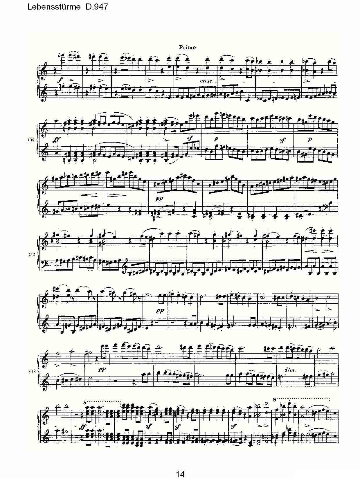 Lebensstürme D.947钢琴曲谱（图14）
