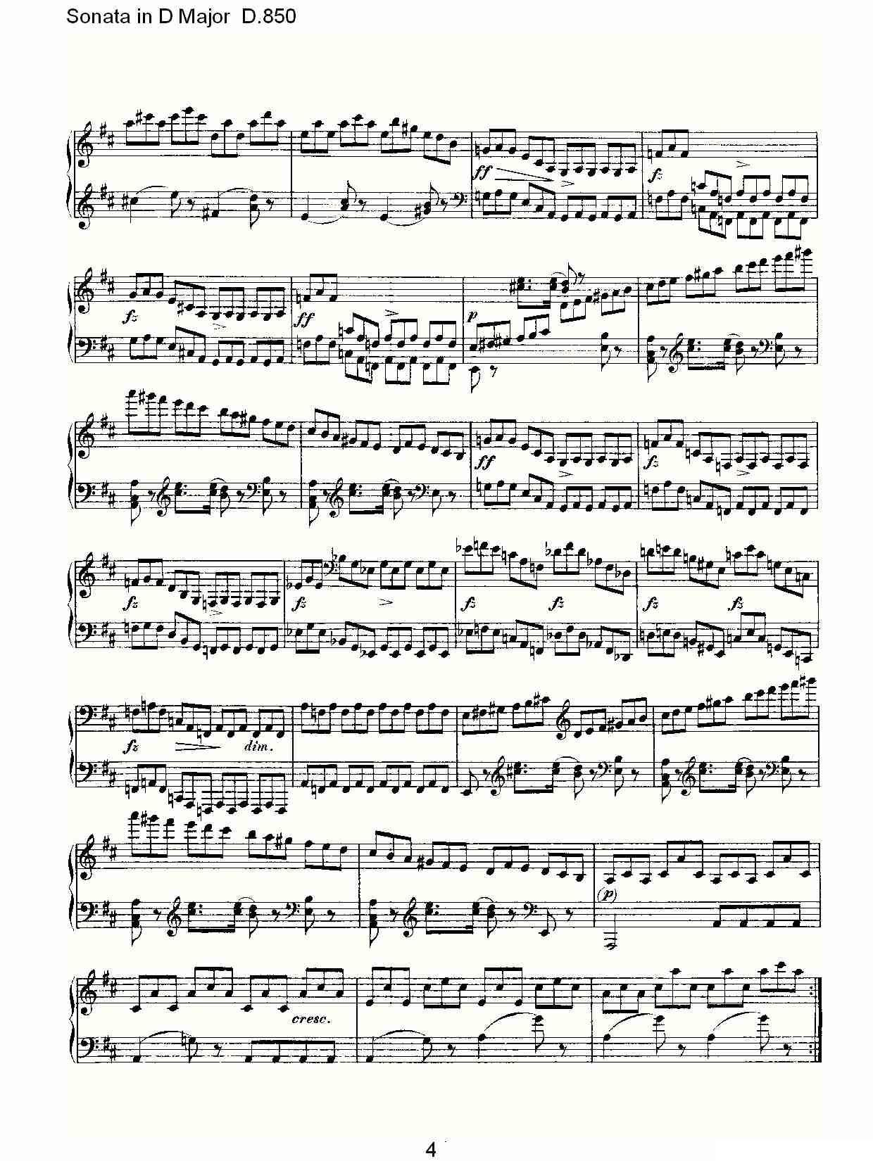 Sonata in D Major D.850（D大调奏鸣曲 D.850）钢琴曲谱（图4）