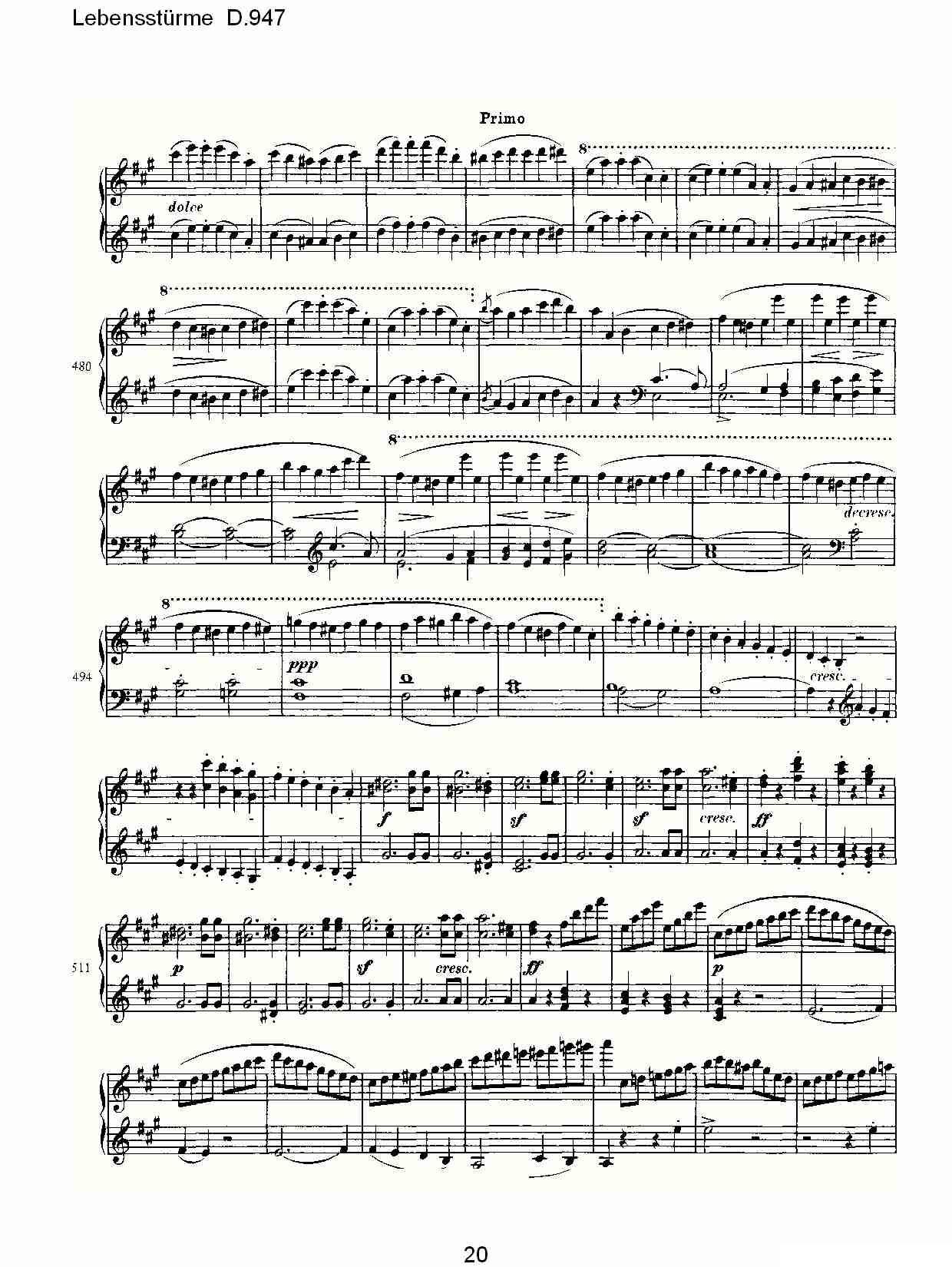 Lebensstürme D.947钢琴曲谱（图20）
