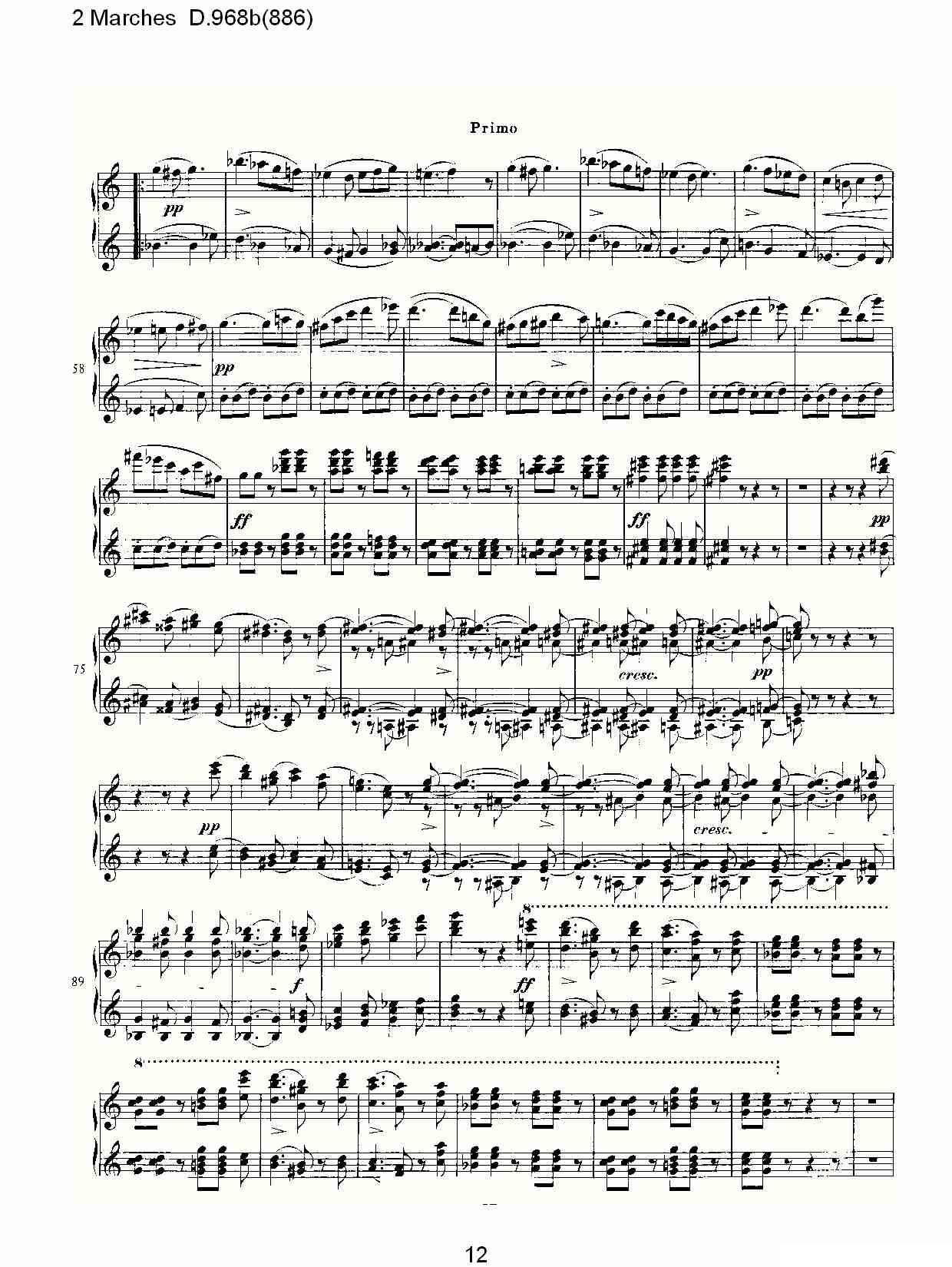 2 Marches D.968b（886 [2进行曲 D.968]）钢琴曲谱（图12）