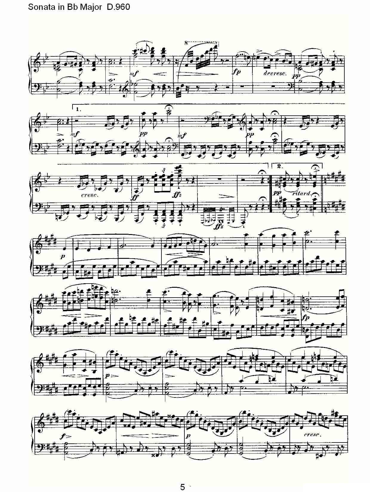 Sonata in Bb Major D.960（Bb大调奏鸣曲 D.960）钢琴曲谱（图5）