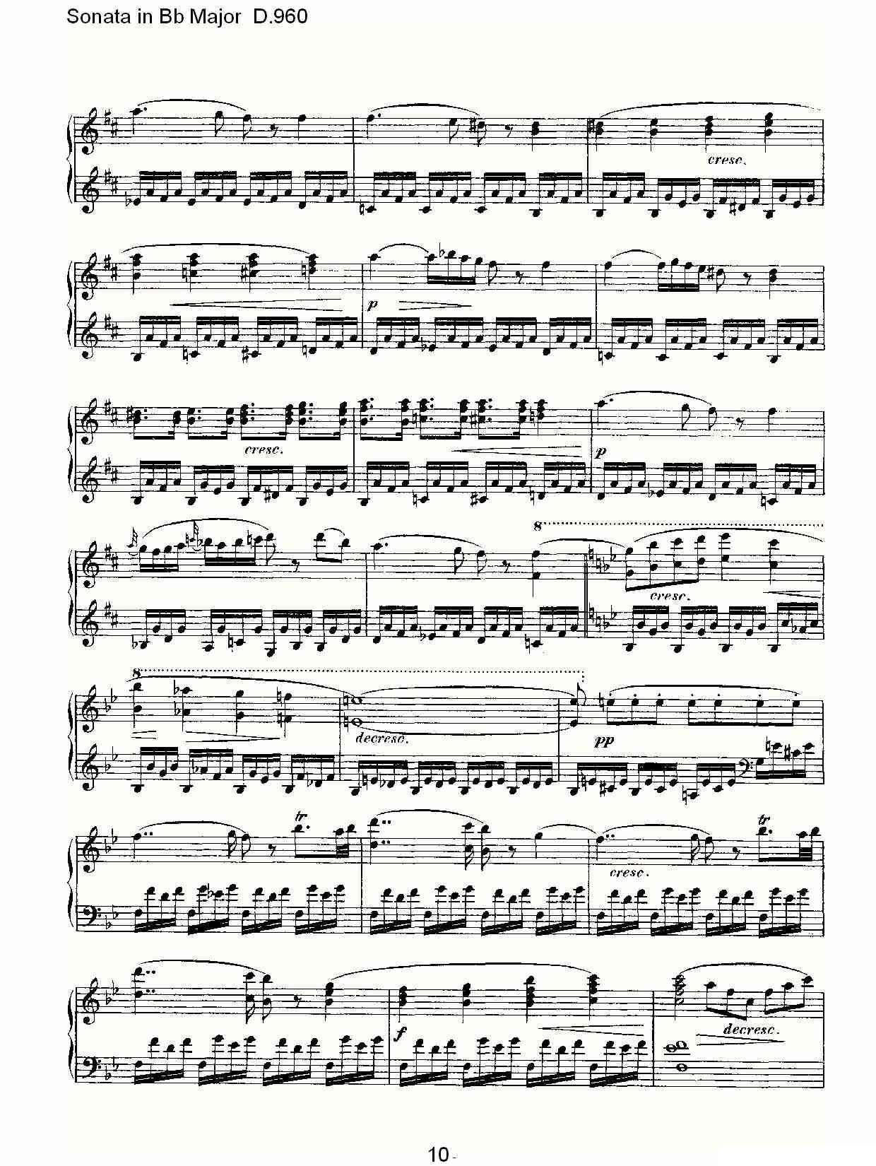Sonata in Bb Major D.960（Bb大调奏鸣曲 D.960）钢琴曲谱（图10）