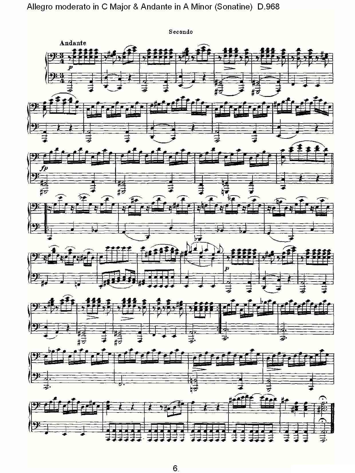 C大调快速的中板与A小调行板（小奏鸣曲)D.96）钢琴曲谱（图6）