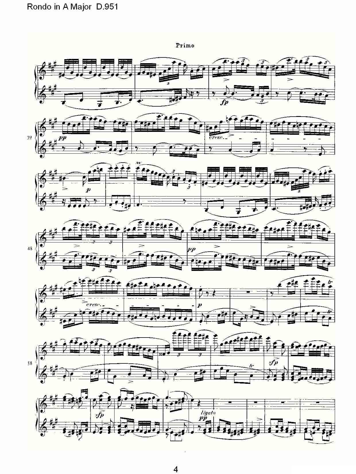 Rondo in A Major D.951（Ａ大调回旋曲D.951）钢琴曲谱（图4）