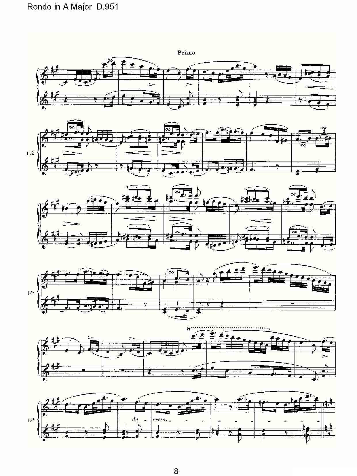 Rondo in A Major D.951（Ａ大调回旋曲D.951）钢琴曲谱（图8）