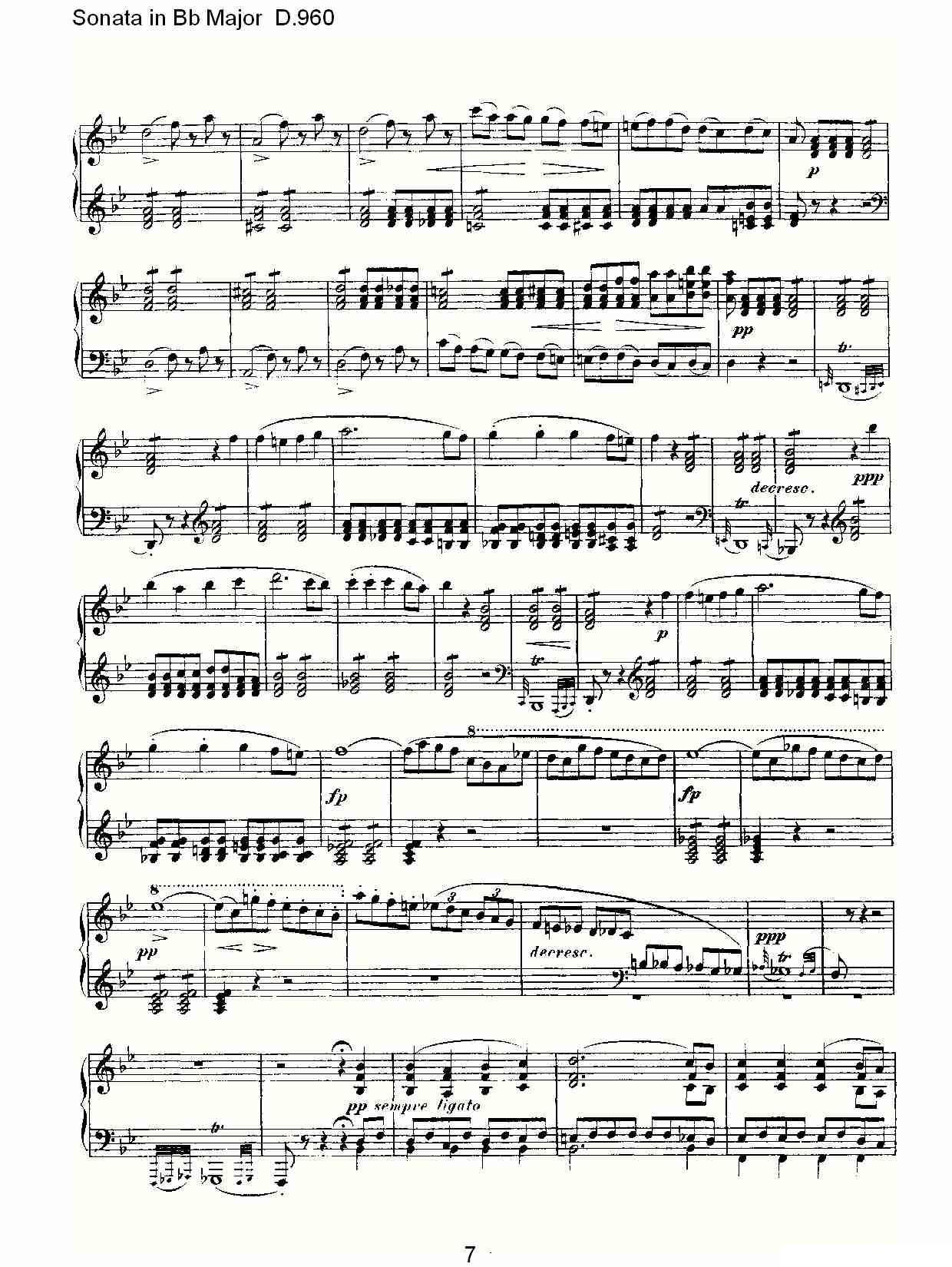 Sonata in Bb Major D.960（Bb大调奏鸣曲 D.960）钢琴曲谱（图7）