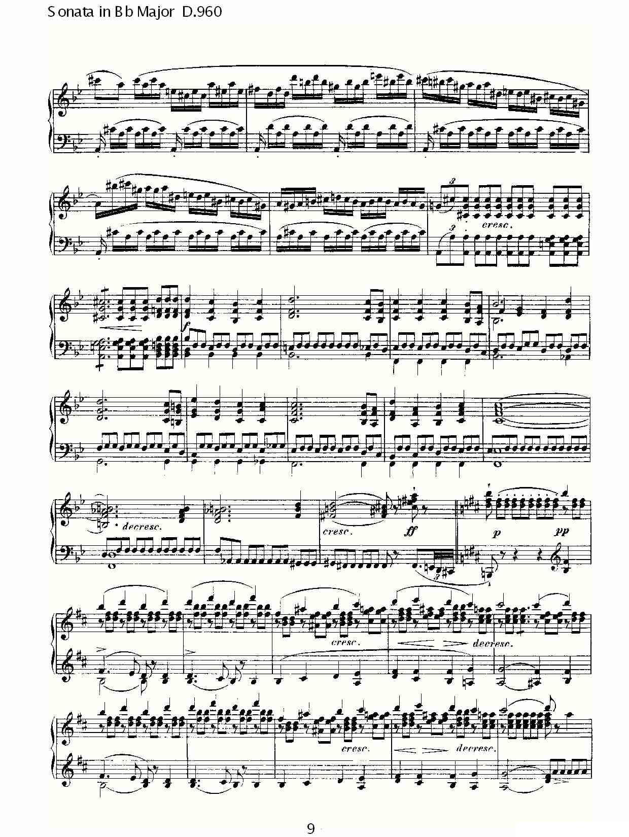 Sonata in Bb Major D.960（Bb大调奏鸣曲 D.960）钢琴曲谱（图9）