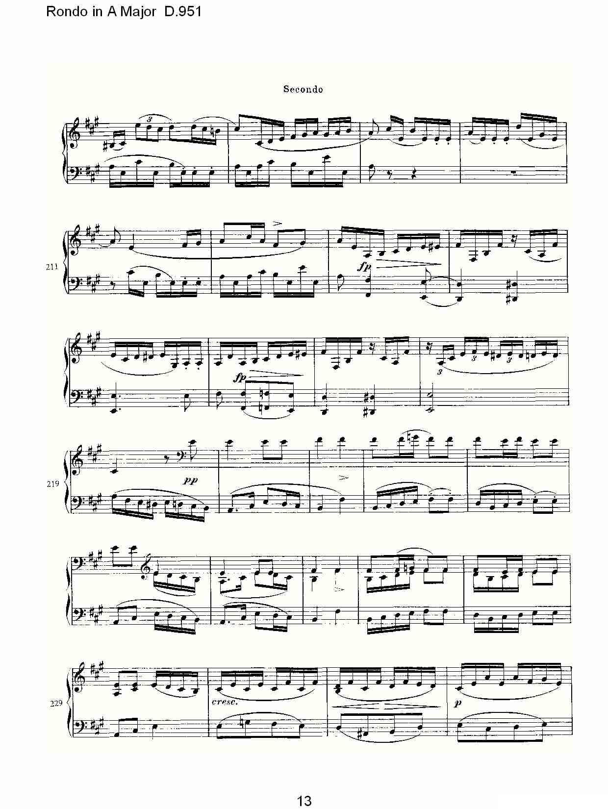 Rondo in A Major D.951（Ａ大调回旋曲D.951）钢琴曲谱（图13）