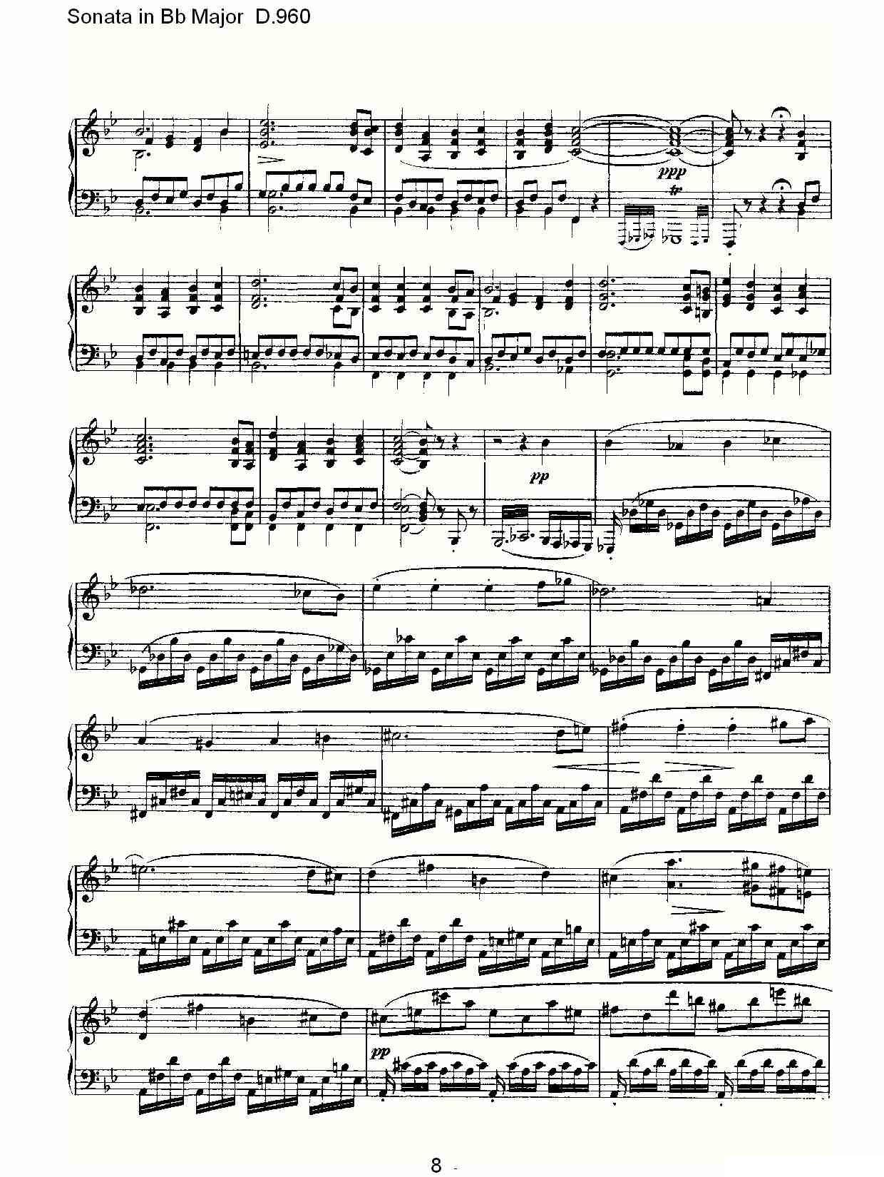 Sonata in Bb Major D.960（Bb大调奏鸣曲 D.960）钢琴曲谱（图8）