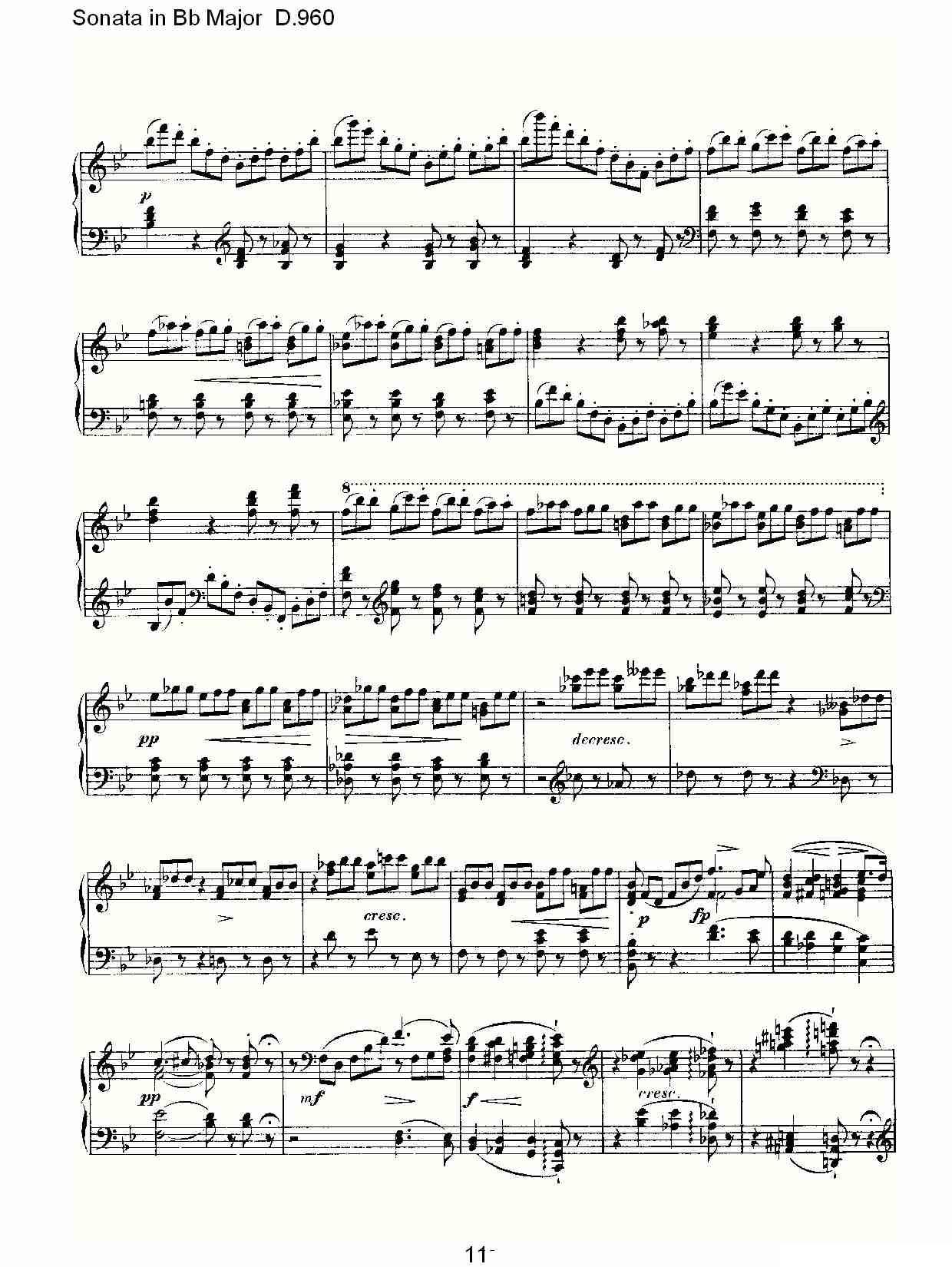 Sonata in Bb Major D.960（Bb大调奏鸣曲 D.960）钢琴曲谱（图11）