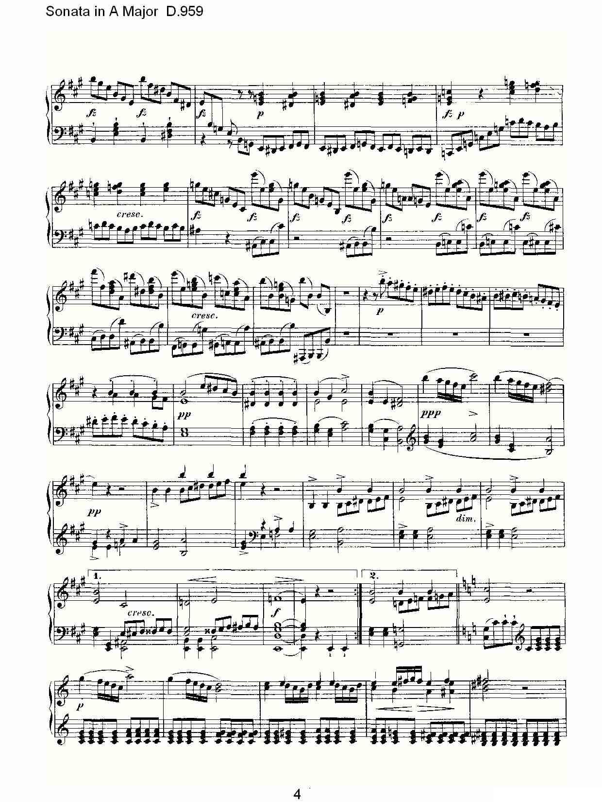 Sonata in A Major D.959（A大调奏鸣曲 D.959）钢琴曲谱（图4）