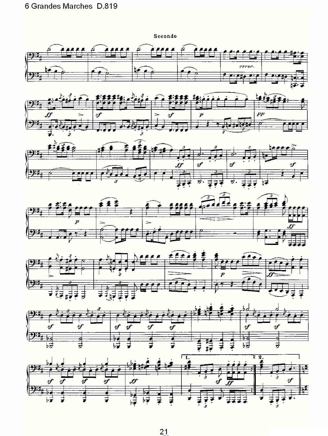 6 Grandes Marches D.819（6 贵族进行曲 D.819）钢琴曲谱（图21）