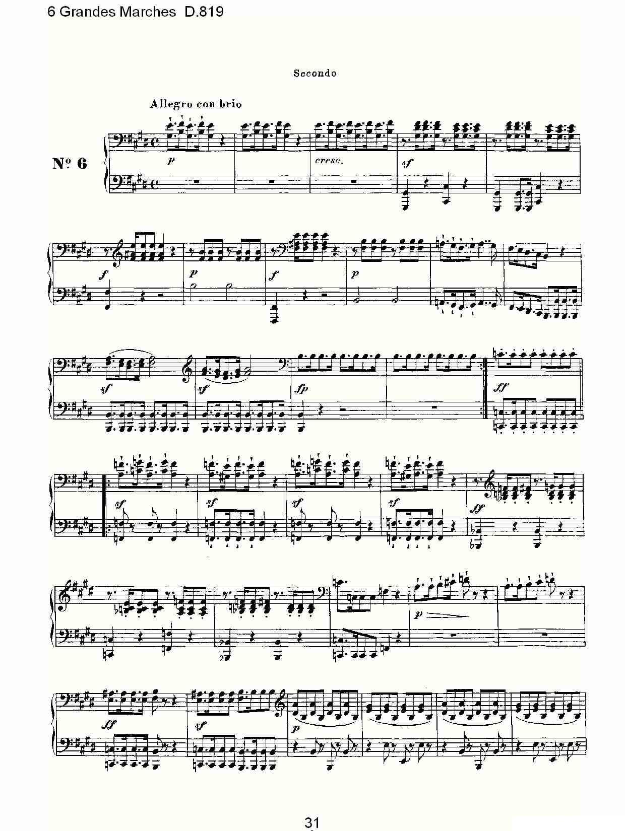 6 Grandes Marches D.819（6 贵族进行曲 D.819）钢琴曲谱（图31）