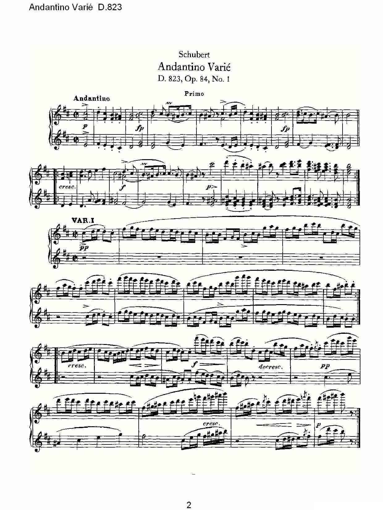 Andantino Varié D.823（小行板杂集 D.823）钢琴曲谱（图2）