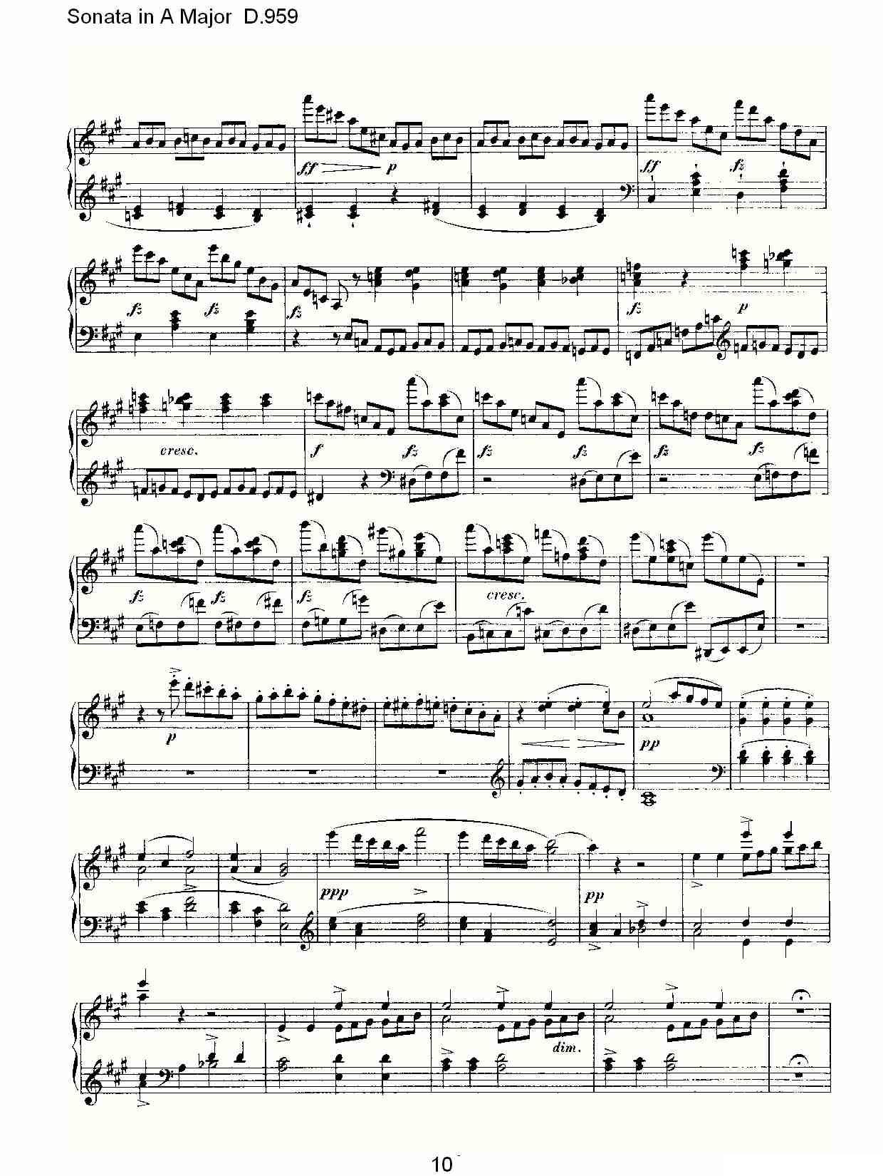 Sonata in A Major D.959（A大调奏鸣曲 D.959）钢琴曲谱（图10）