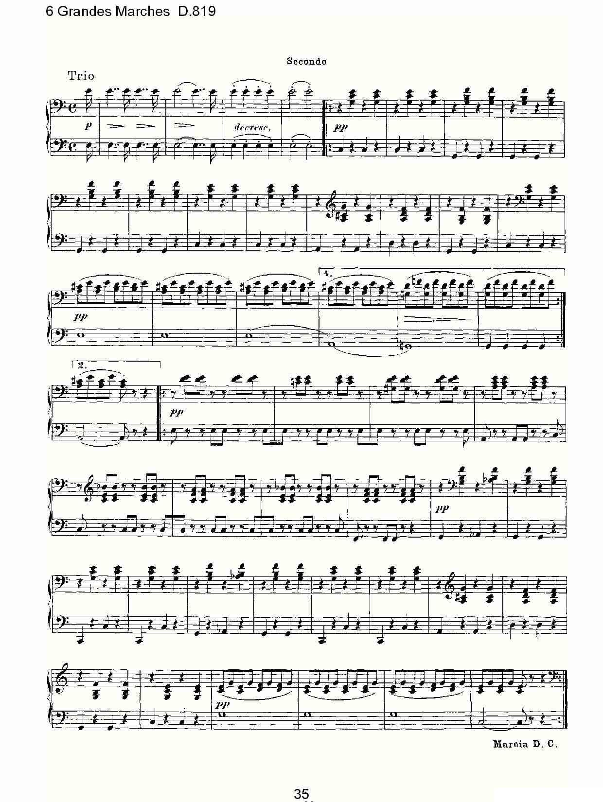 6 Grandes Marches D.819（6 贵族进行曲 D.819）钢琴曲谱（图35）