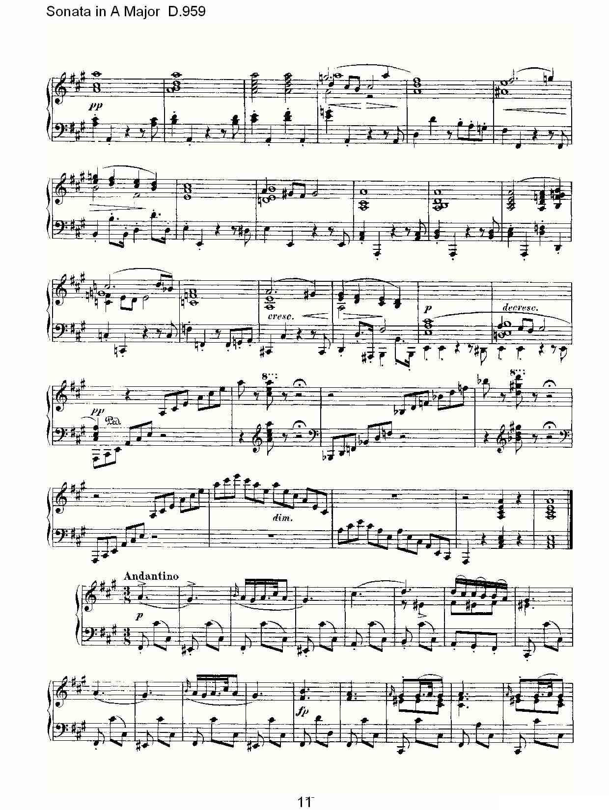 Sonata in A Major D.959（A大调奏鸣曲 D.959）钢琴曲谱（图11）