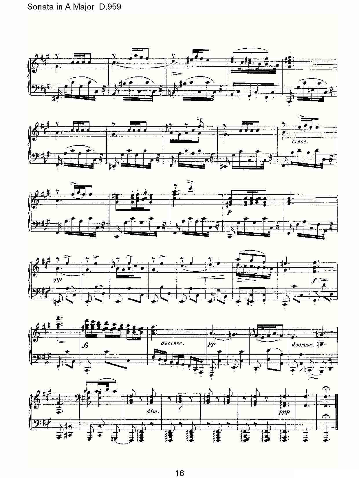 Sonata in A Major D.959（A大调奏鸣曲 D.959）钢琴曲谱（图16）