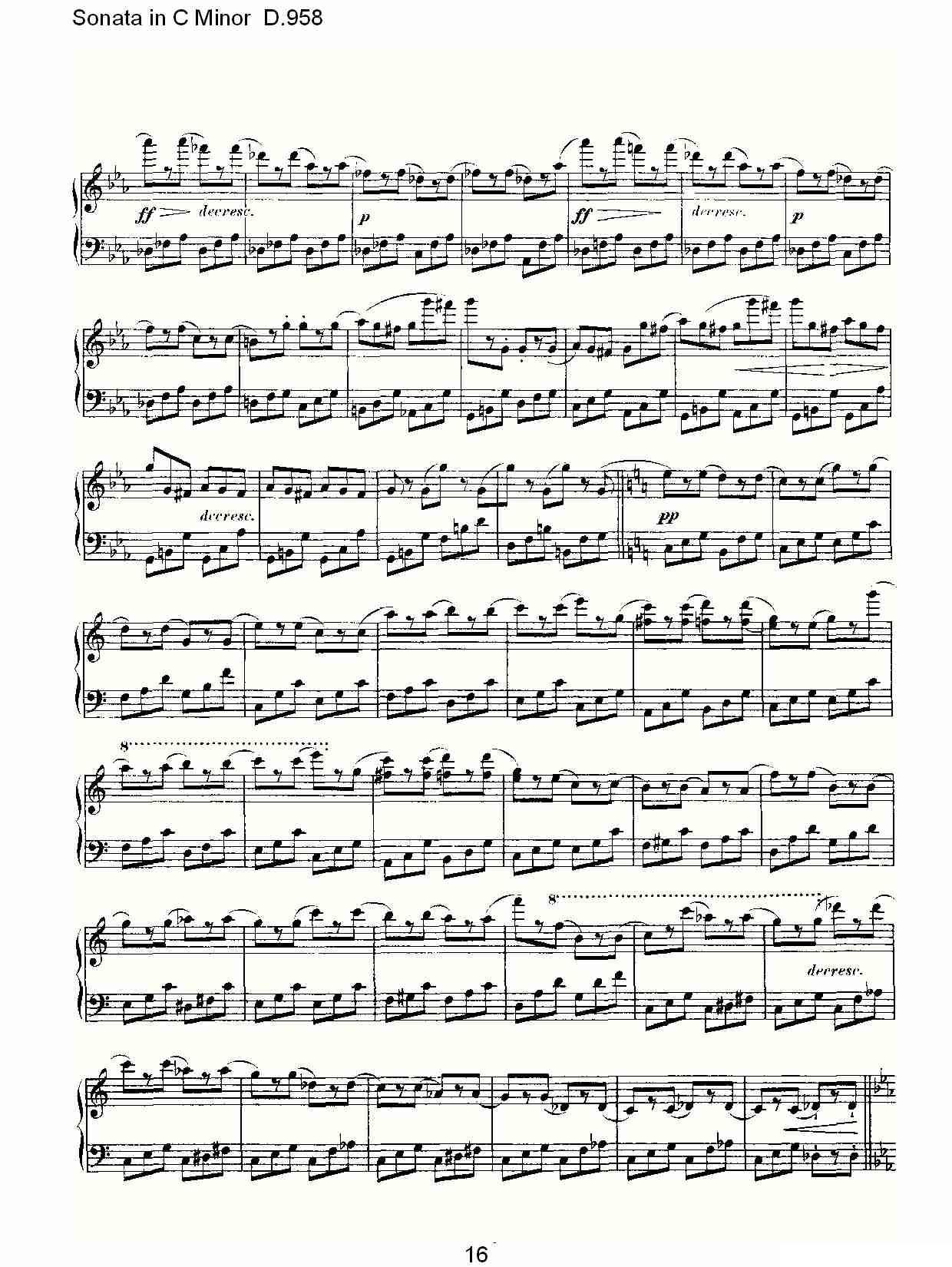 Sonata in C Minor D.958（C小调奏鸣曲 D.958）钢琴曲谱（图16）