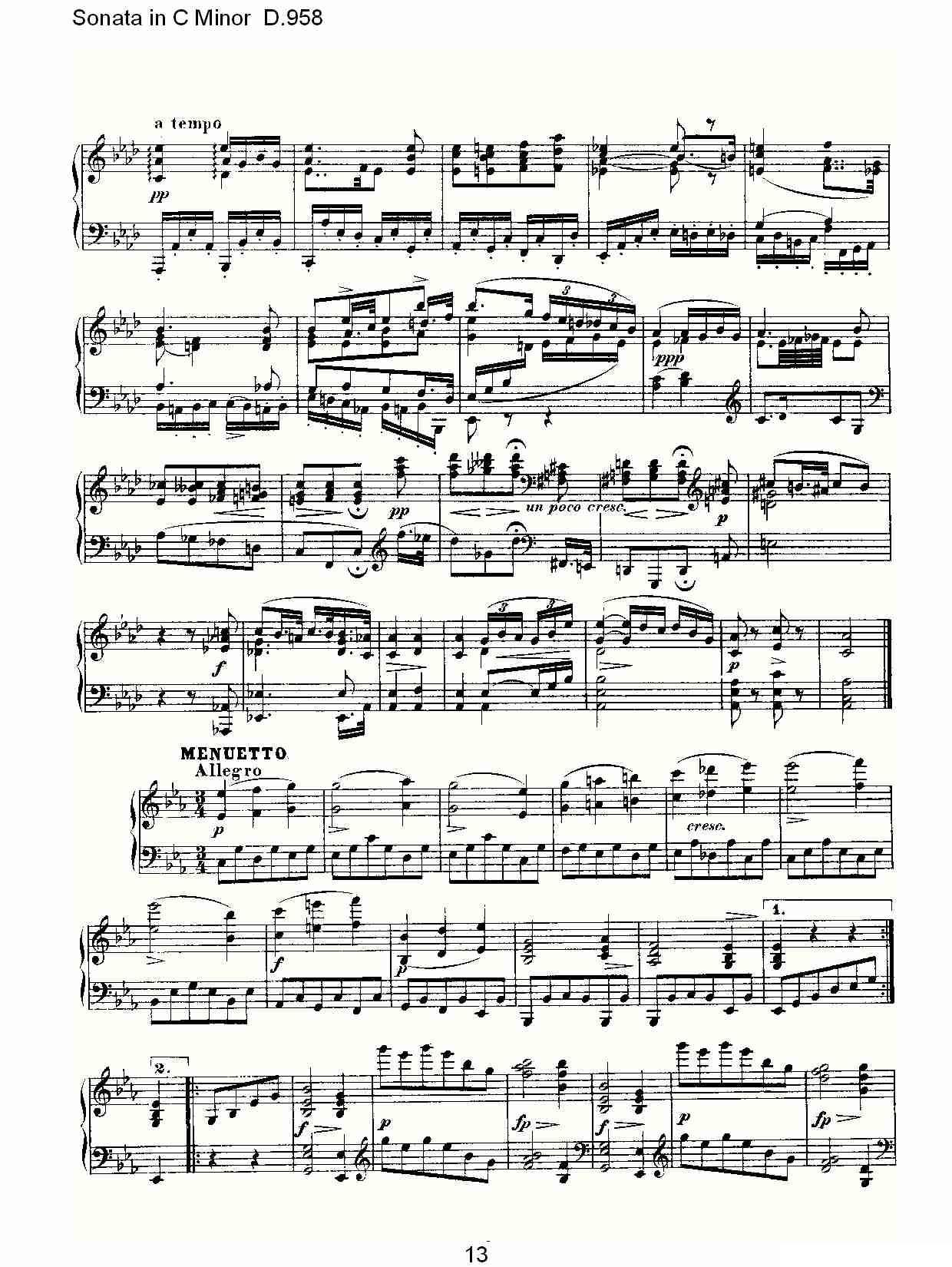 Sonata in C Minor D.958（C小调奏鸣曲 D.958）钢琴曲谱（图13）