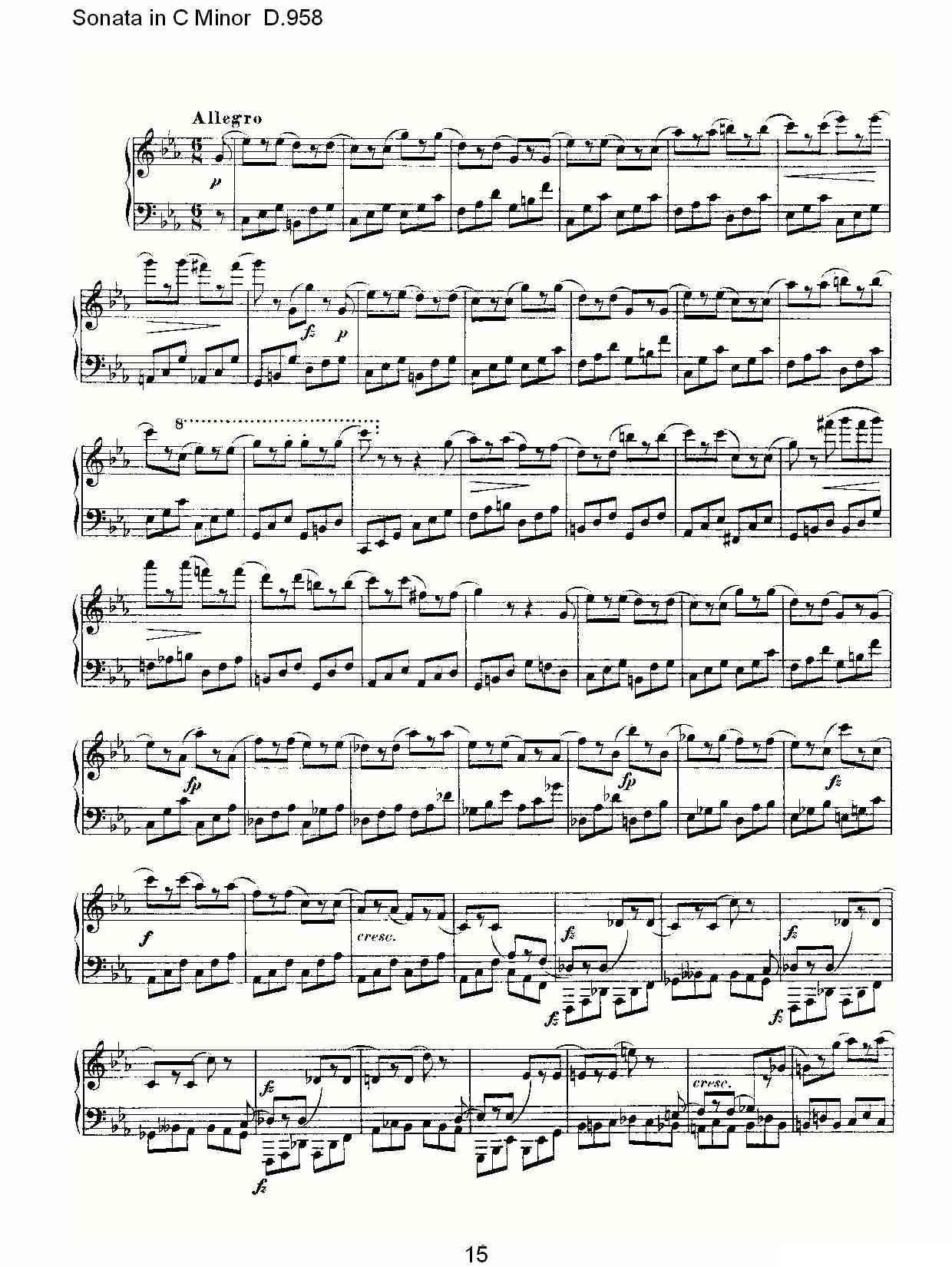 Sonata in C Minor D.958（C小调奏鸣曲 D.958）钢琴曲谱（图15）