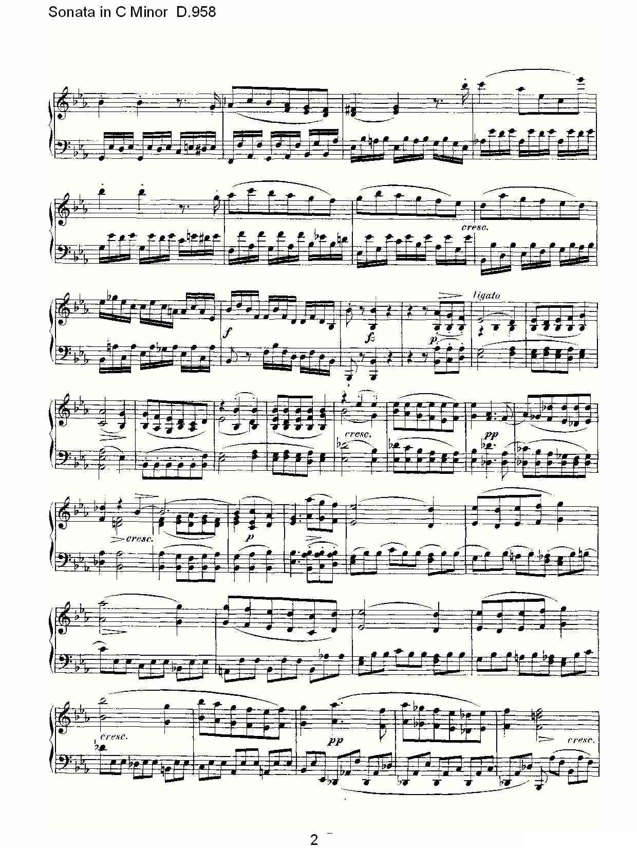 Sonata in C Minor D.958（C小调奏鸣曲 D.958）钢琴曲谱（图2）