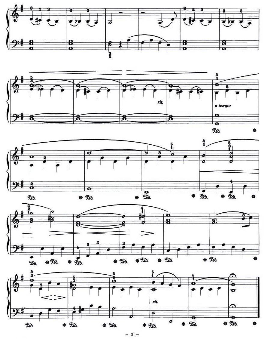 如歌的行板（贝多芬作曲版）钢琴曲谱（图3）