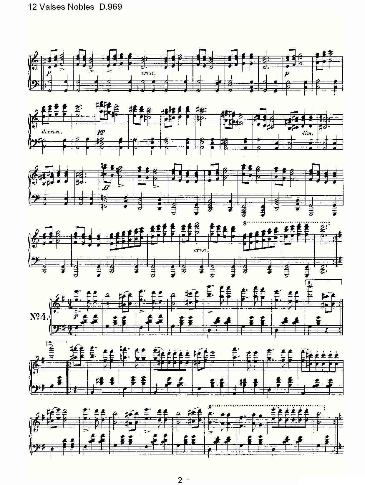 12 Valses Nobles D.969（12 贵族圆舞曲 D.969）钢琴曲谱（图2）
