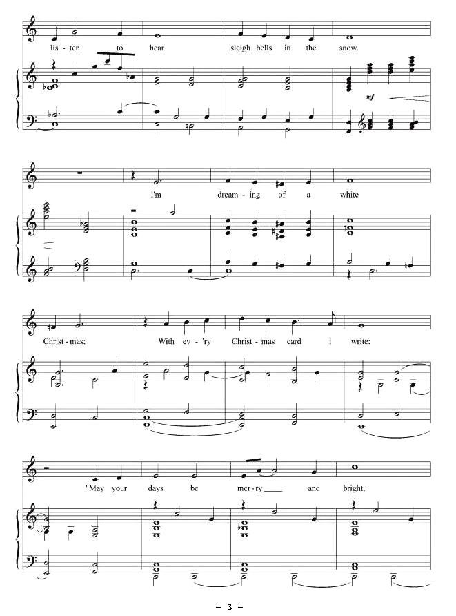 白色圣诞（正谱 [美]）钢琴曲谱（图3）