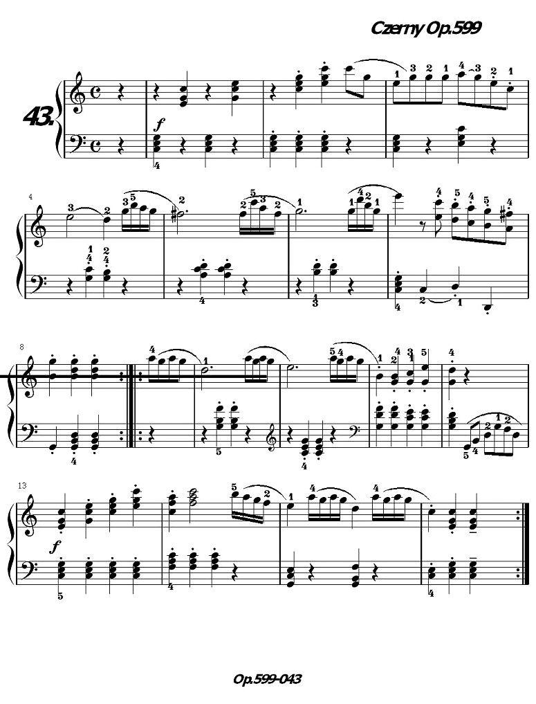 《车尔尼练习曲》OP.599之041-050钢琴曲谱（图3）
