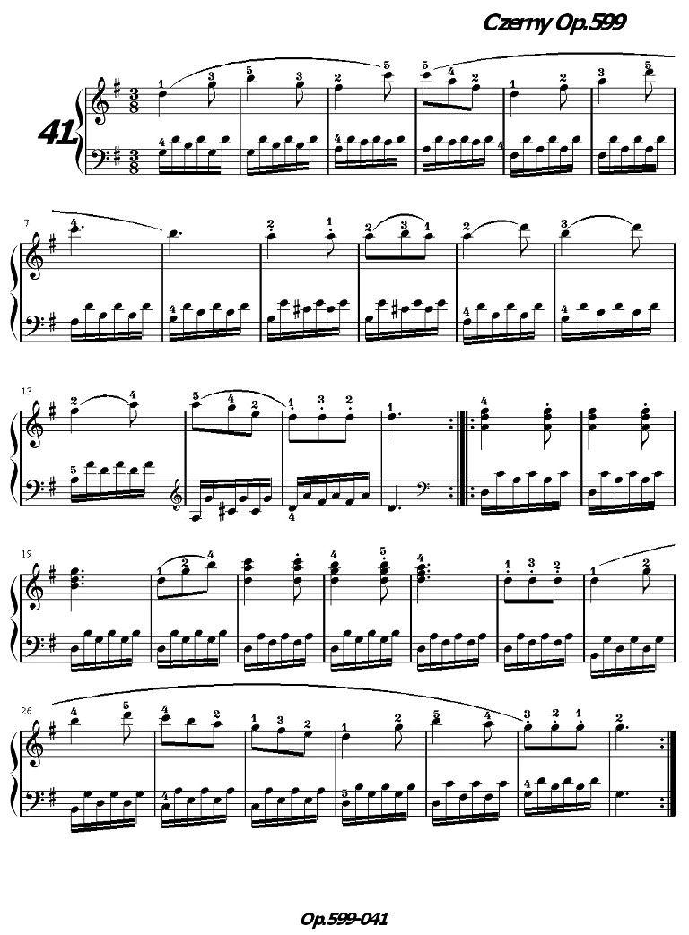 《车尔尼练习曲》OP.599之041-050钢琴曲谱（图1）