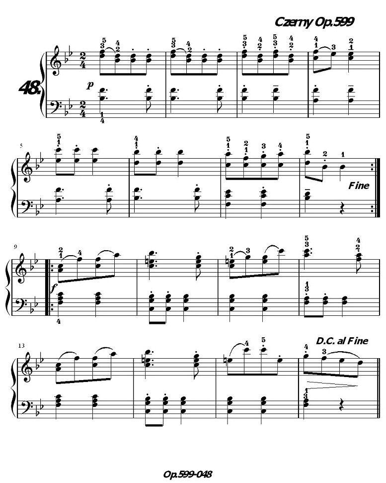 《车尔尼练习曲》OP.599之041-050钢琴曲谱（图8）