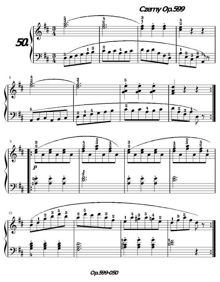 《车尔尼练习曲》OP.599之041-050钢琴曲谱（图10）