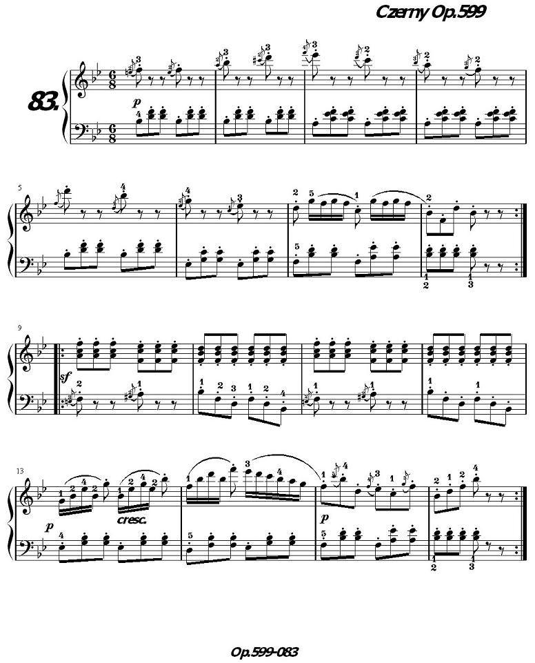 《车尔尼练习曲》OP.599之081-090钢琴曲谱（图3）