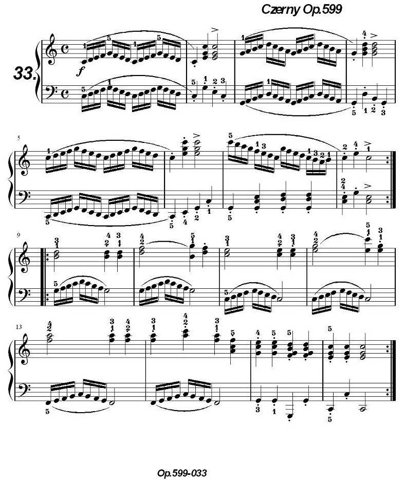 《车尔尼练习曲》OP.599之031-040钢琴曲谱（图3）