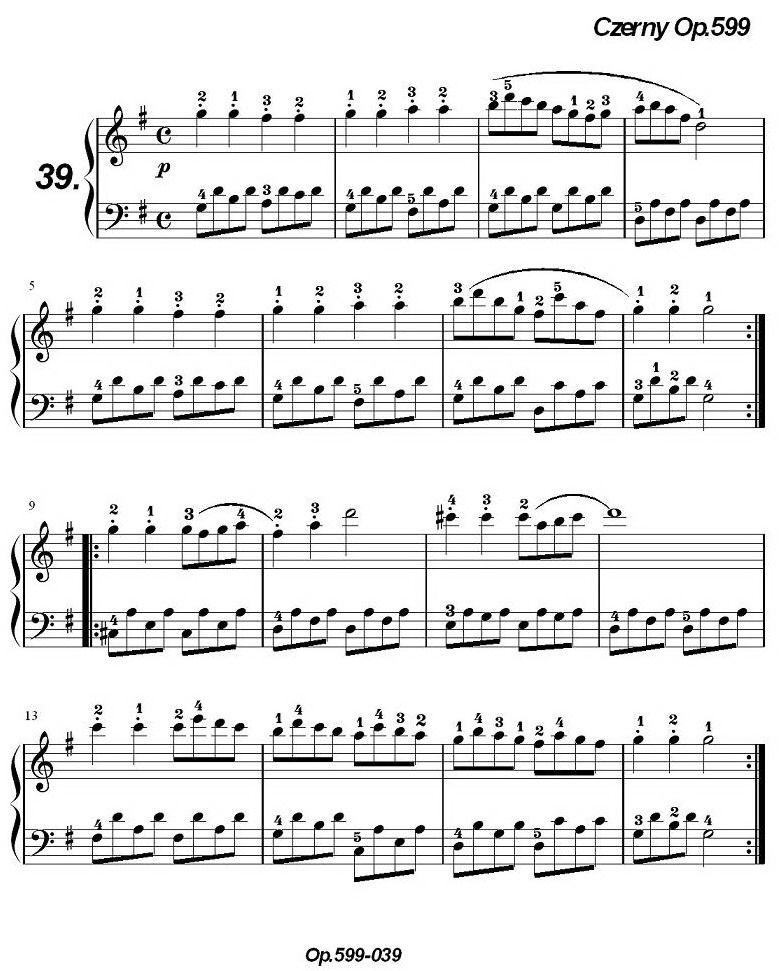 《车尔尼练习曲》OP.599之031-040钢琴曲谱（图9）