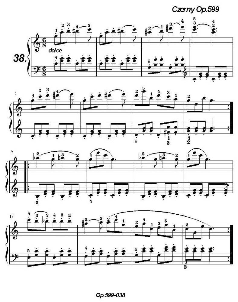 《车尔尼练习曲》OP.599之031-040钢琴曲谱（图8）