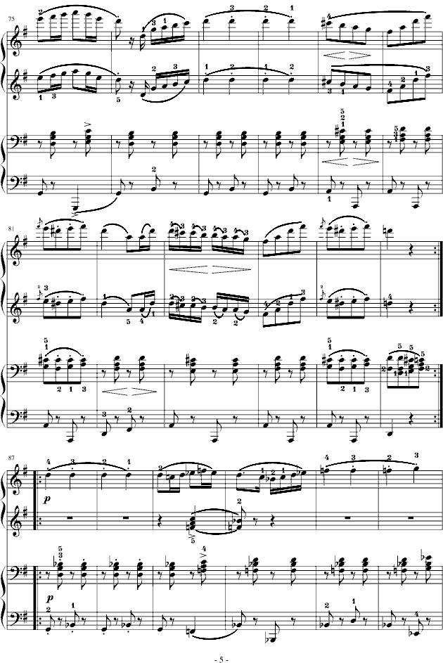 军队进行曲（四手联弹）钢琴曲谱（图5）