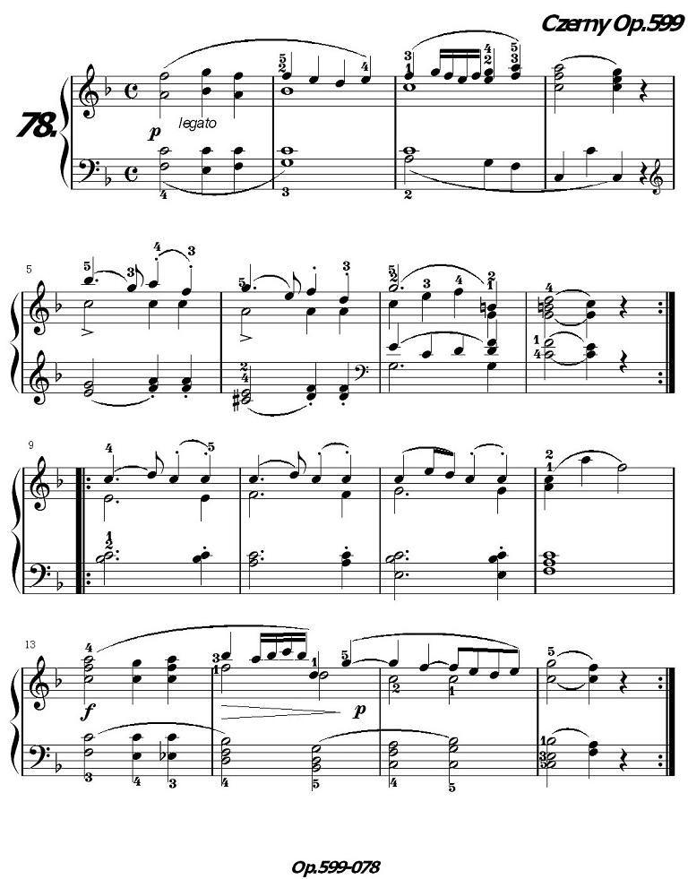 《车尔尼练习曲》OP.599之071-080钢琴曲谱（图8）