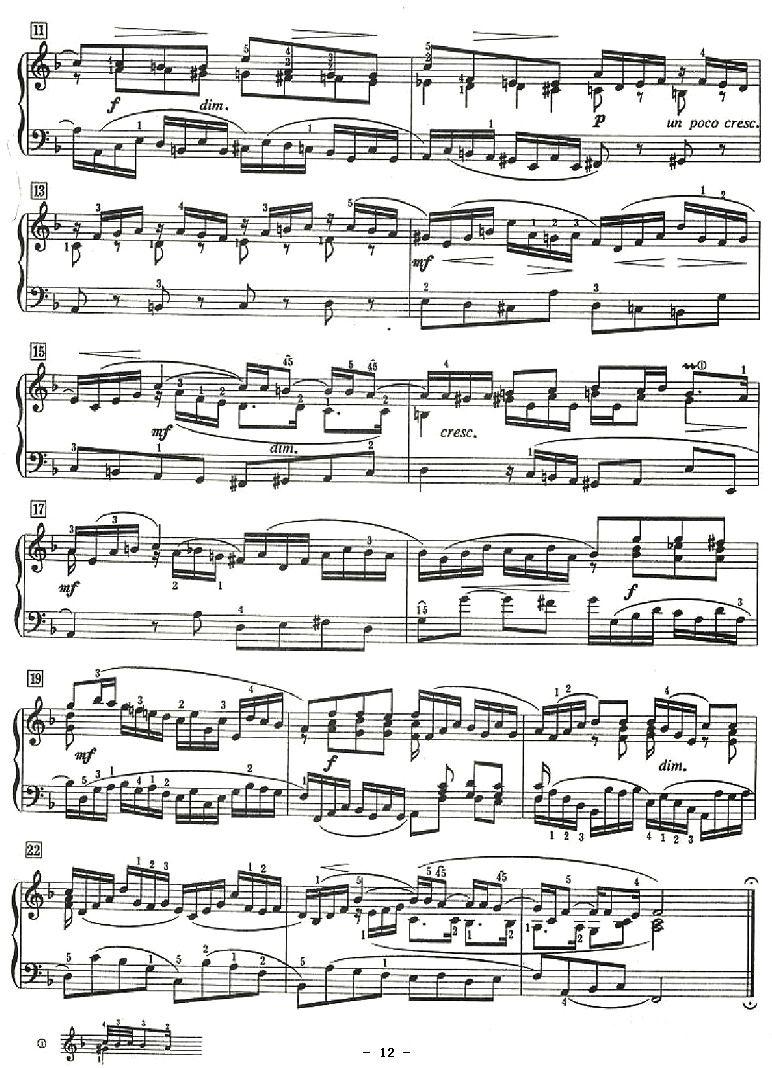 十二首小前奏曲（为初学者而作的练习曲）钢琴曲谱（图12）