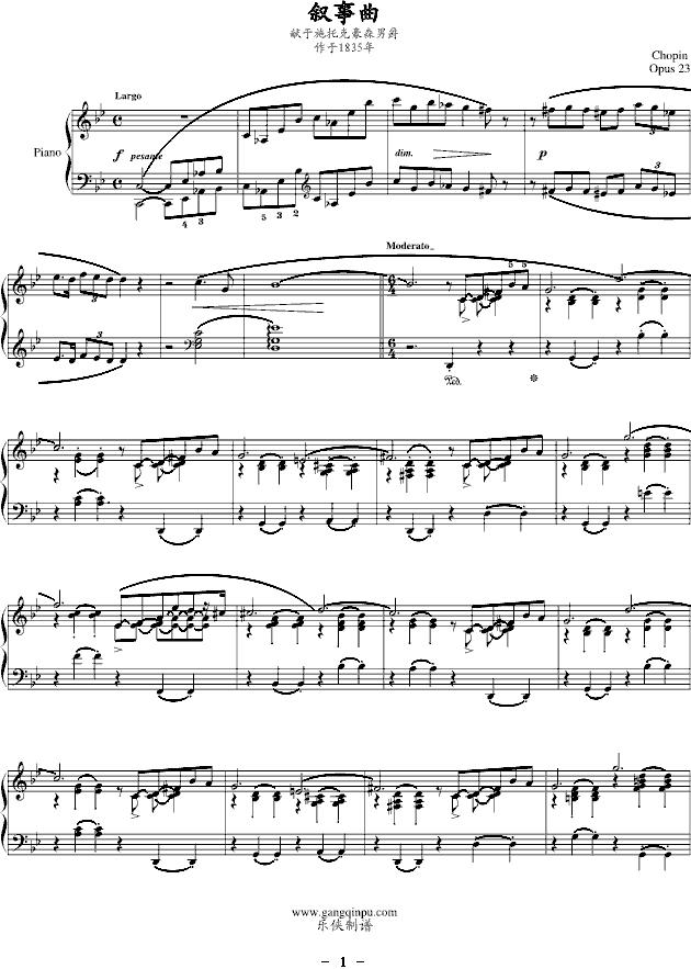 G minor Ballade（G小调叙事曲 [版本二]）钢琴曲谱（图1）