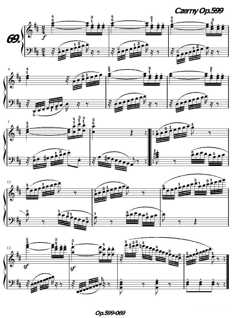 《车尔尼练习曲》OP.599之061-070钢琴曲谱（图12）